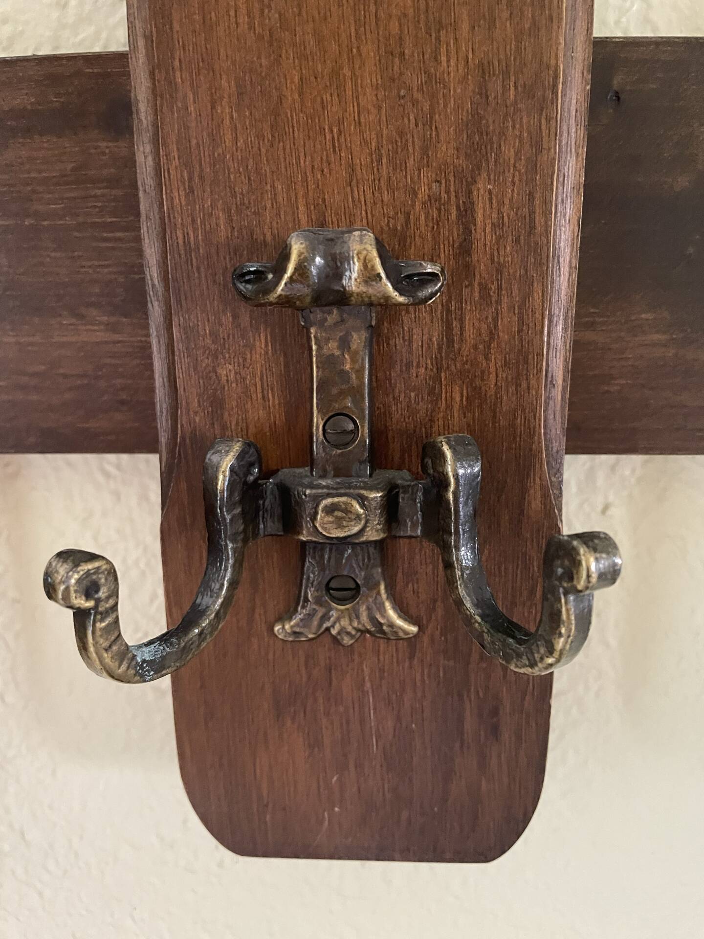 Vintage Wooden Wall Coat Rack with Mirror