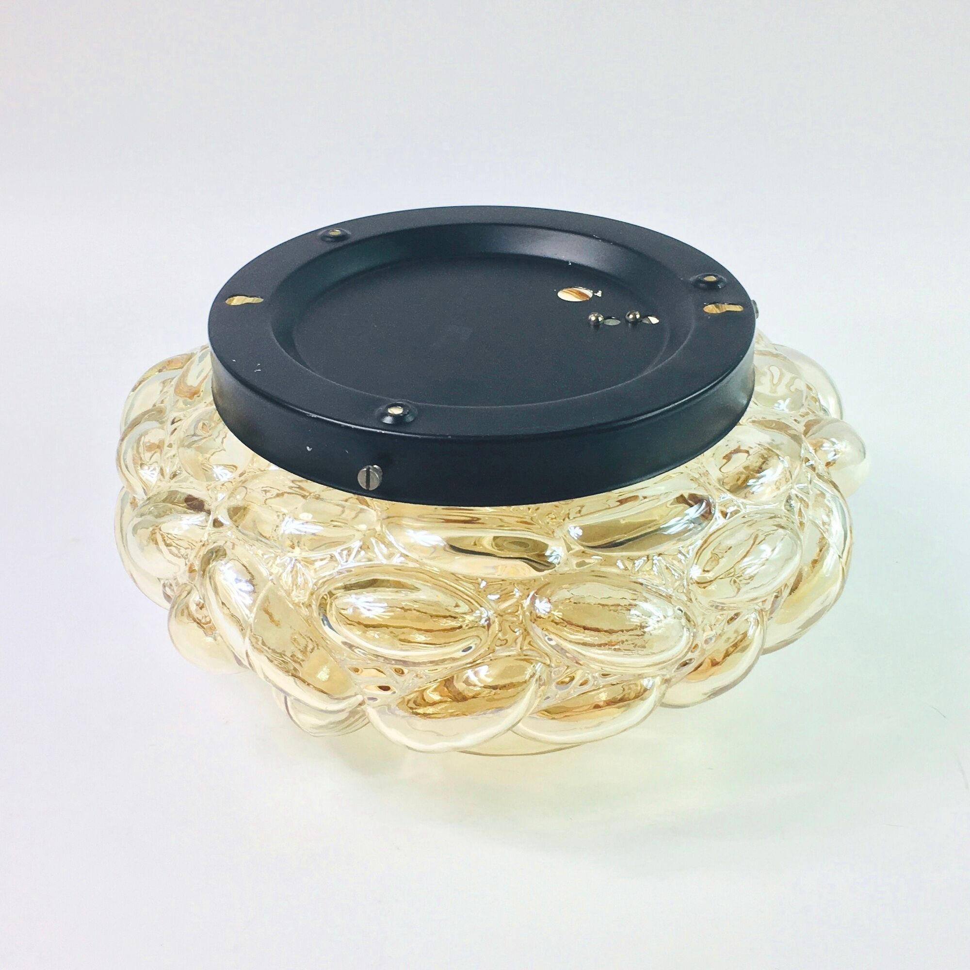 Mid-century amber bubble ceiling lamp by Helena Tynell for Glashütte Limburg, 1960s