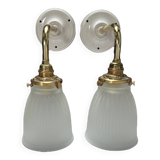 Pair of glass tulip wall sconces