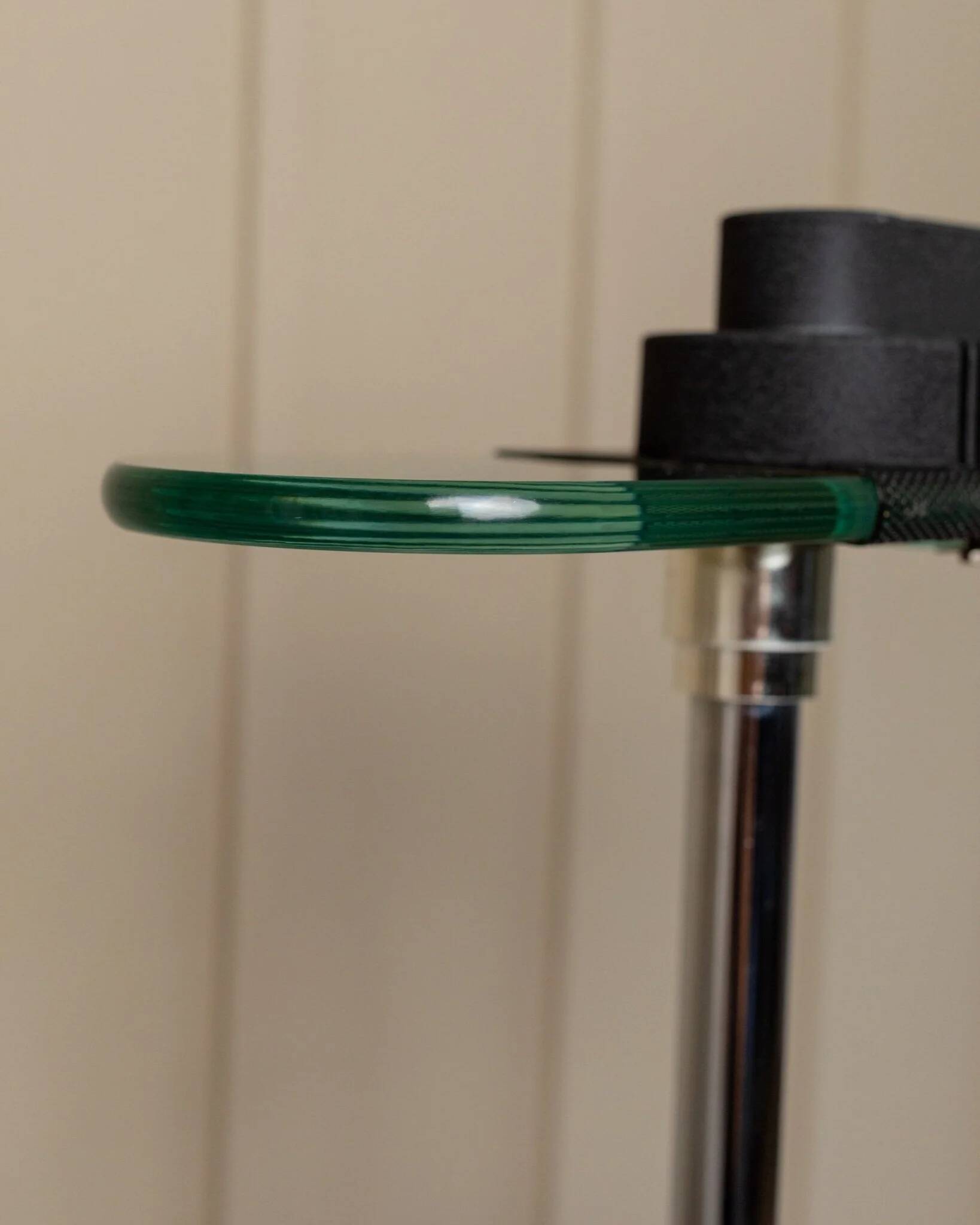 Vintage black metal and glass table lamp Bankers by Robert Sonneman for Georges Kovacs, Memphis Design 1980s