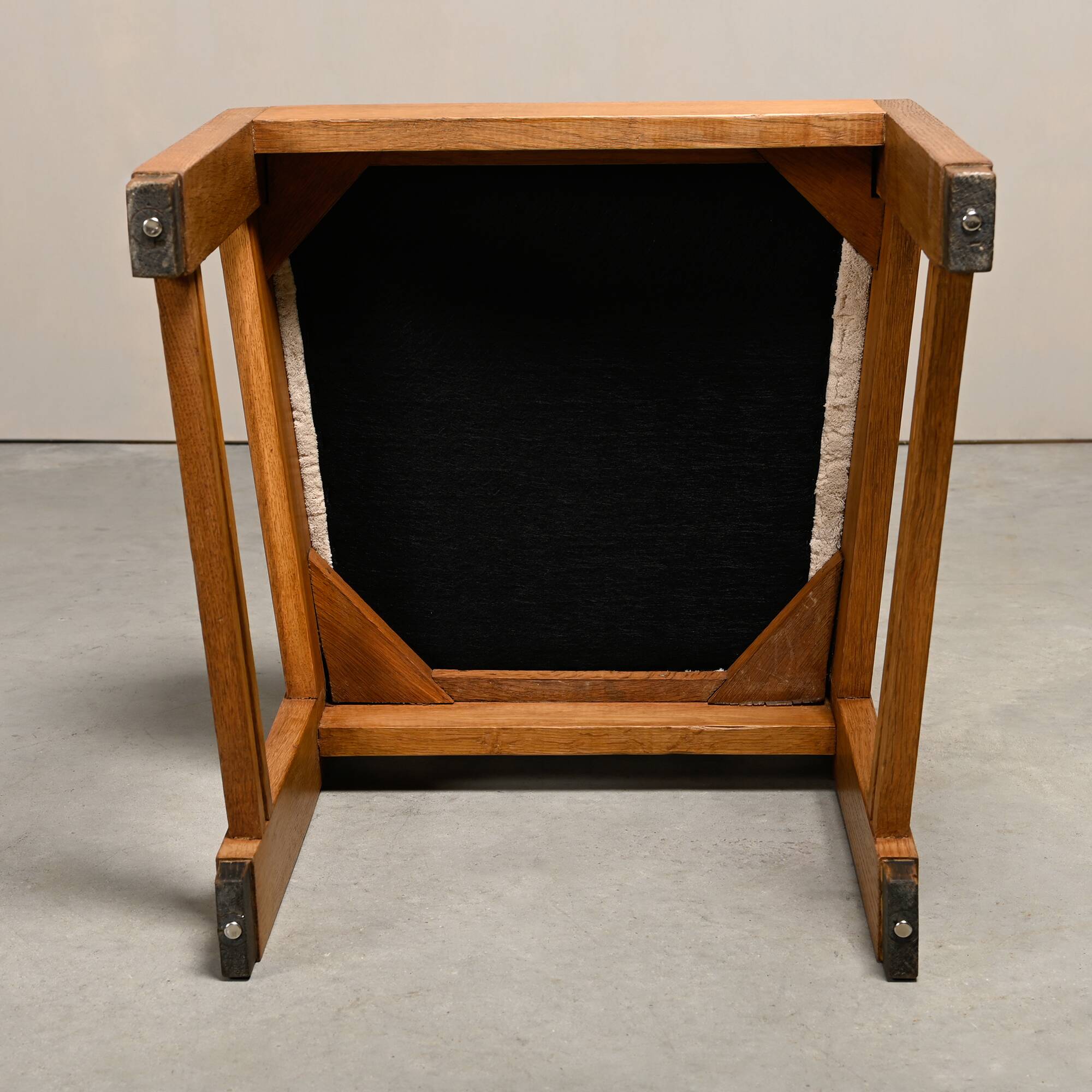 Dutch Art Deco Amsterdam School Dining Chairs in Oak and light Fabric