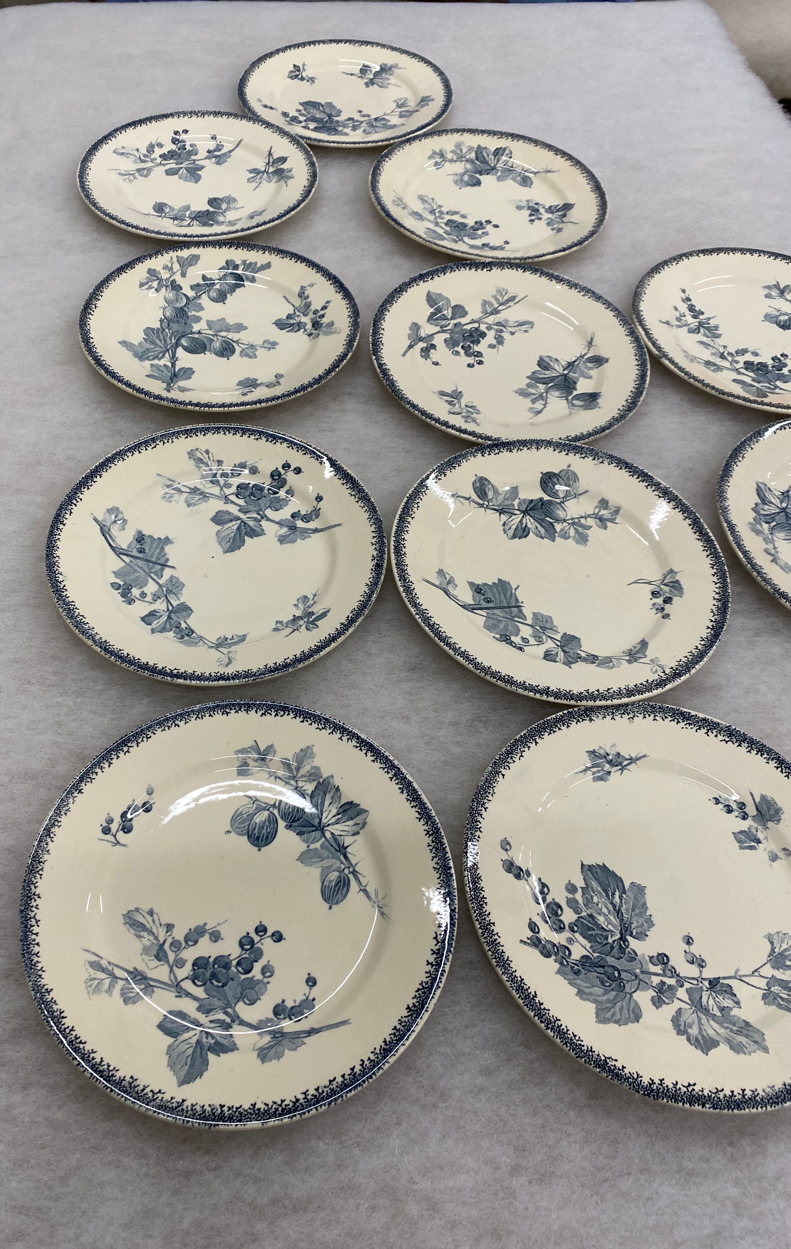 Lit de 11 assiettes à dessert Groseilles de Sarreguemines