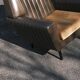 Vintage 60s armchair in brown skai and mustard fabric – restored