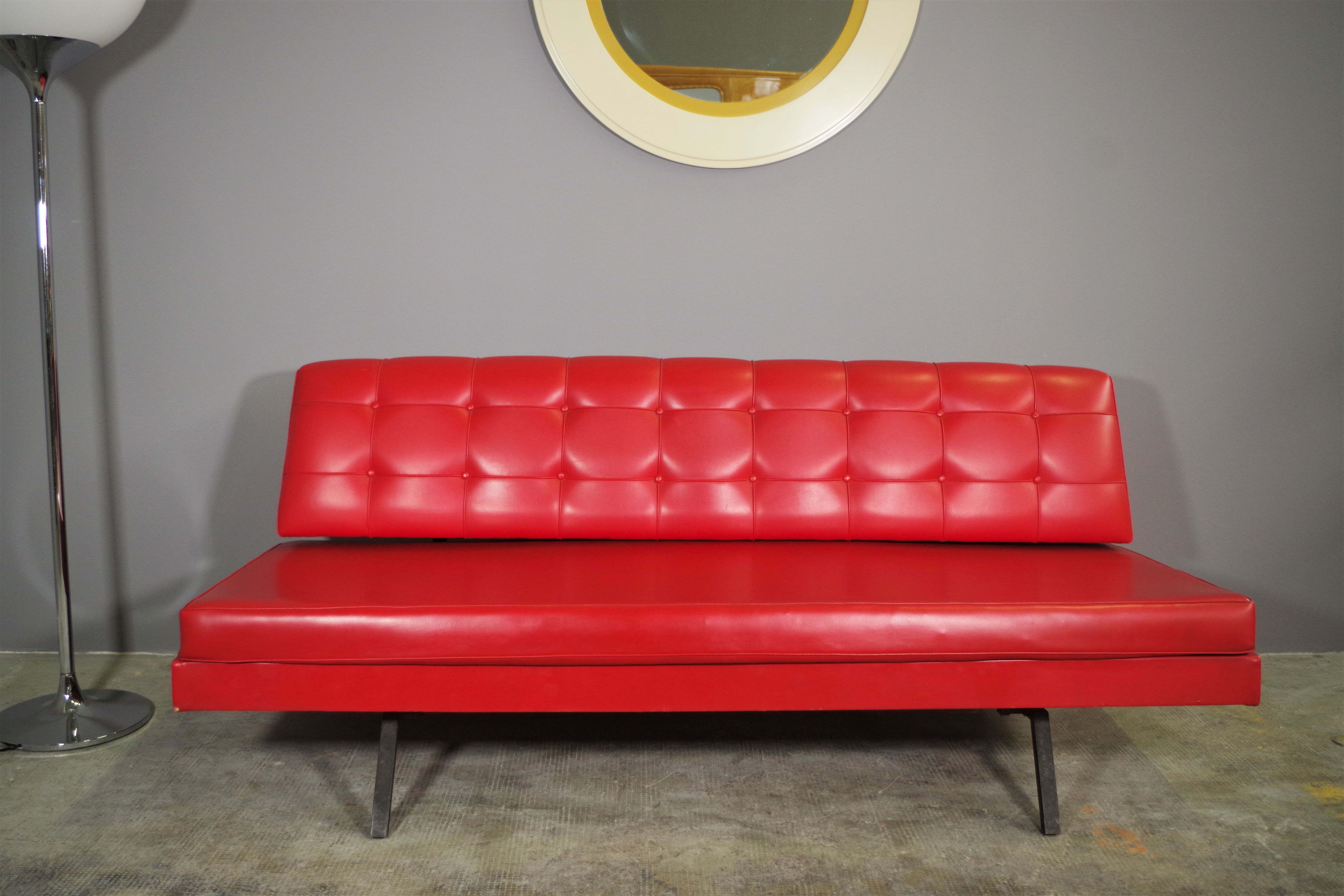 Red leatherette sofa, 1970s