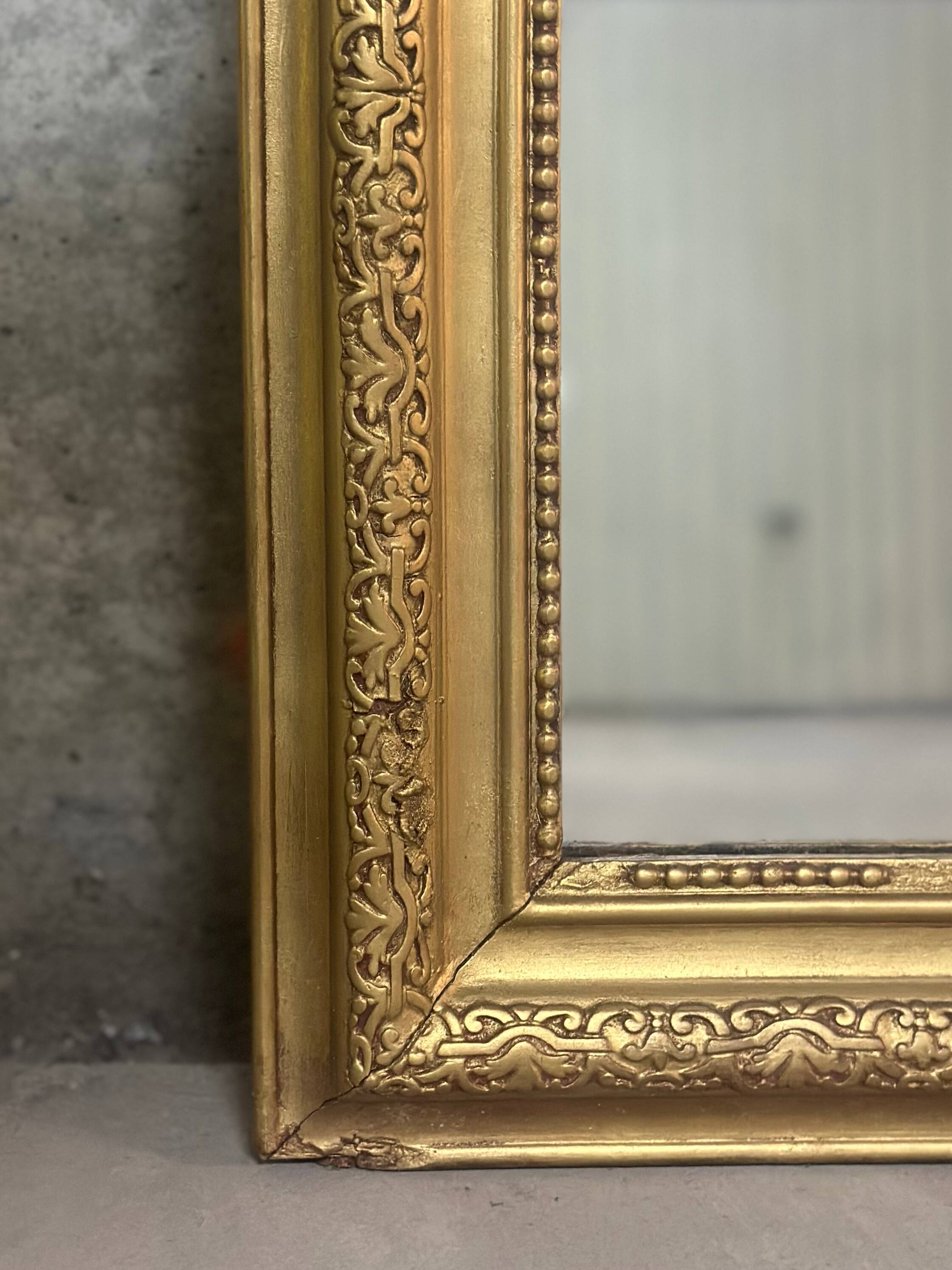Antique Louis Philippe gilded vintage fireplace mirror - 86.5 x 62 cm