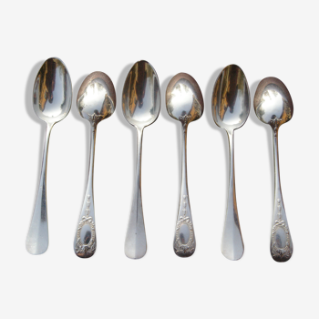 6 silver metal spoons Baguette Medallion