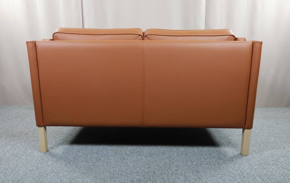 Borge Mogensen 2 seater cognac leather sofa model 2212 - newly reupholstered