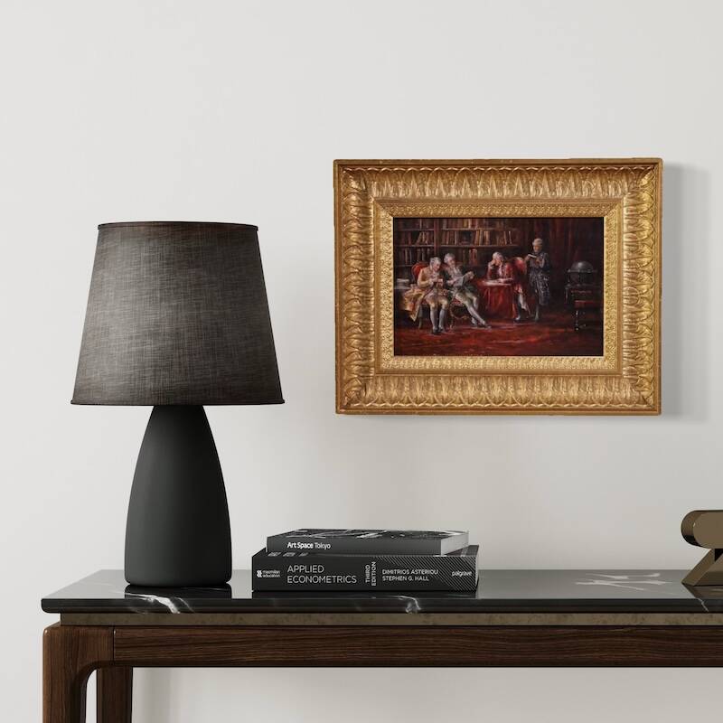 Italian painting interior scene dated 1941