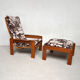 Pair of Danish teak armchairs and footrests, 1960