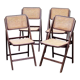 Set of 4 folding chairs wood and canning of the 70s