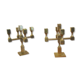 Pair of solid brass candlesticks by Lars Bergsten for Gusum