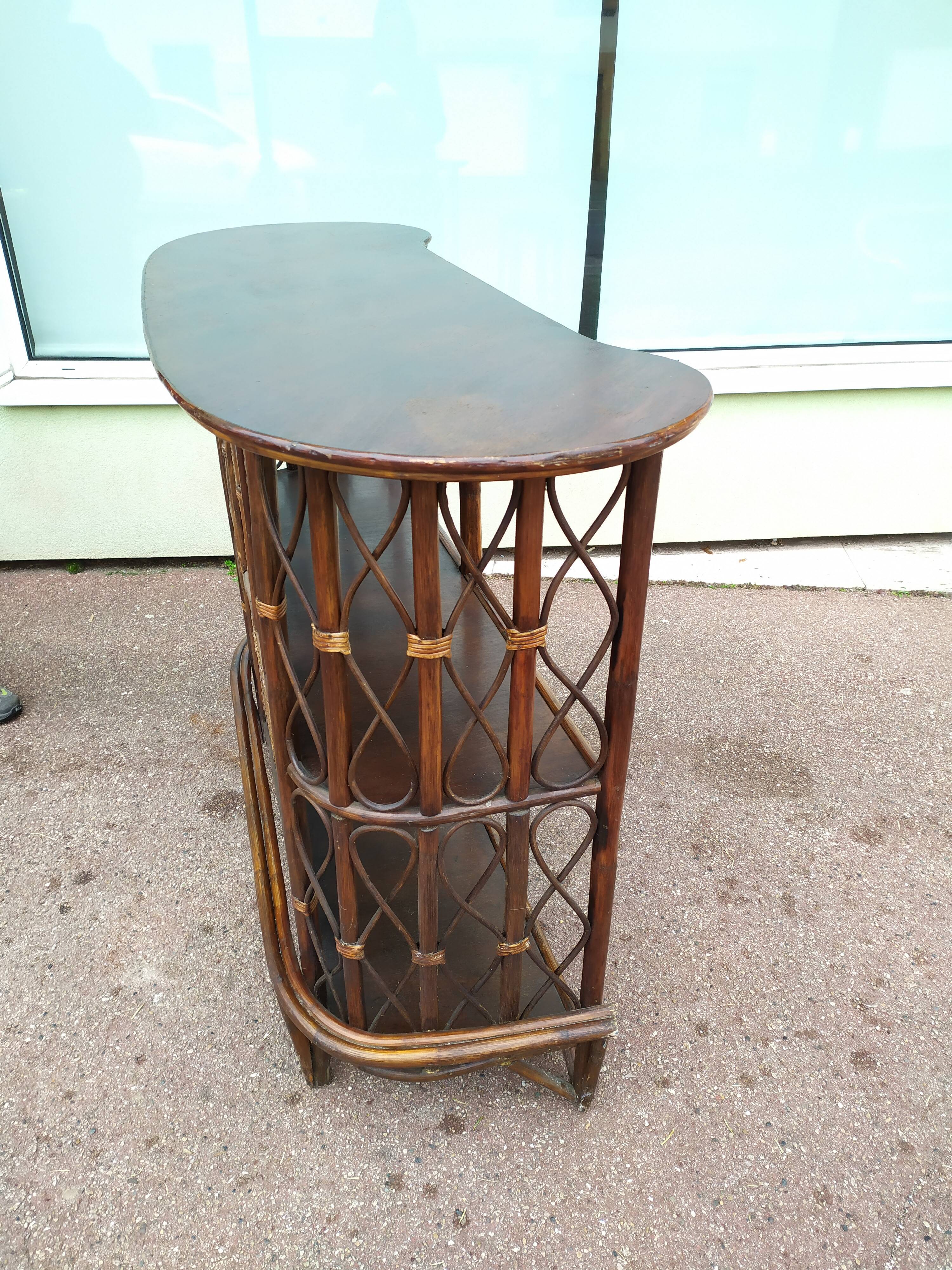 Set Bar + 2 rattan stool bamboo cannage