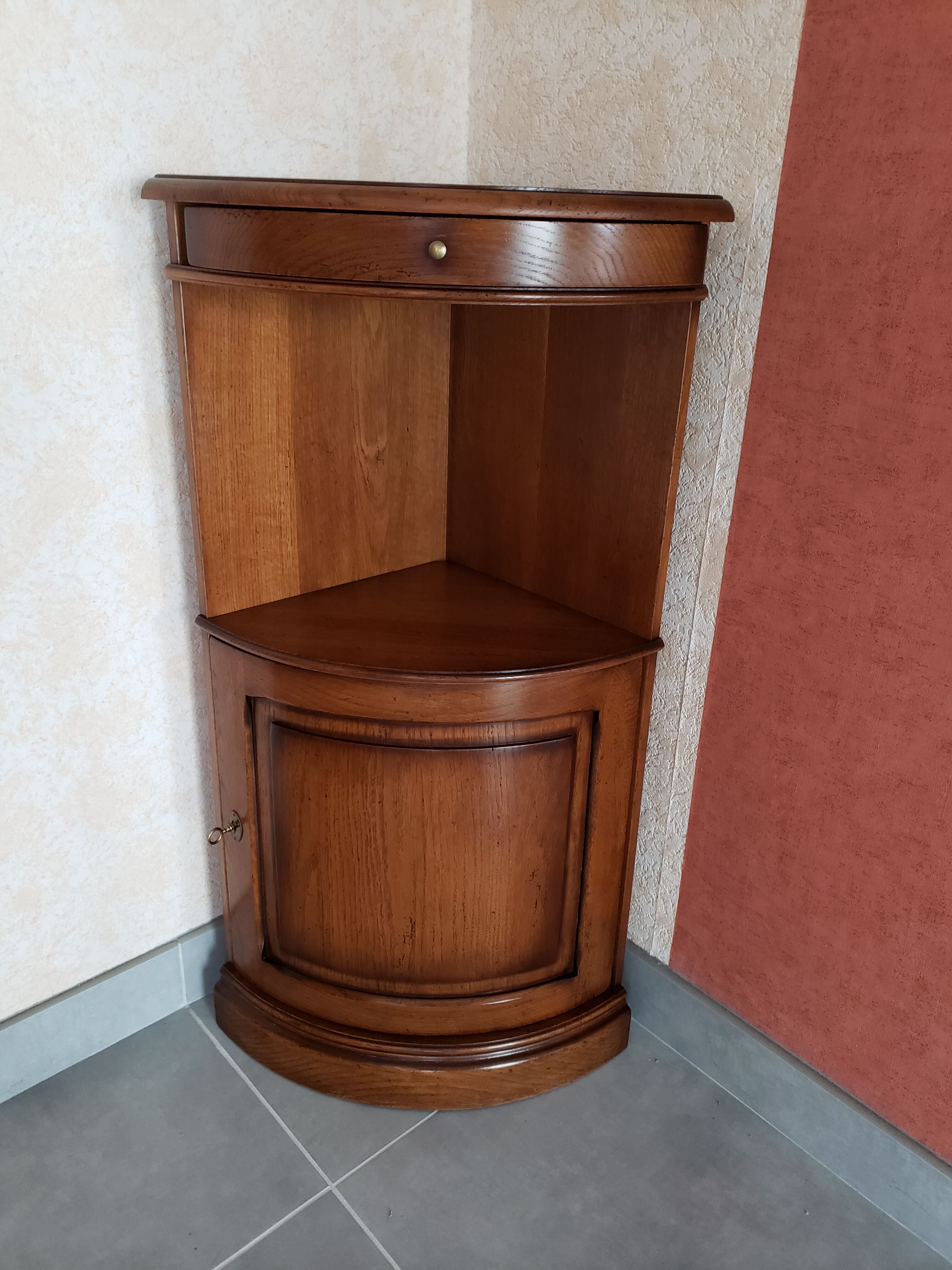 Solid oak corner cabinet
