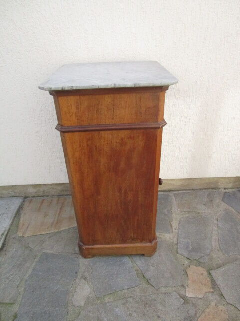 Old bedside table, marble top