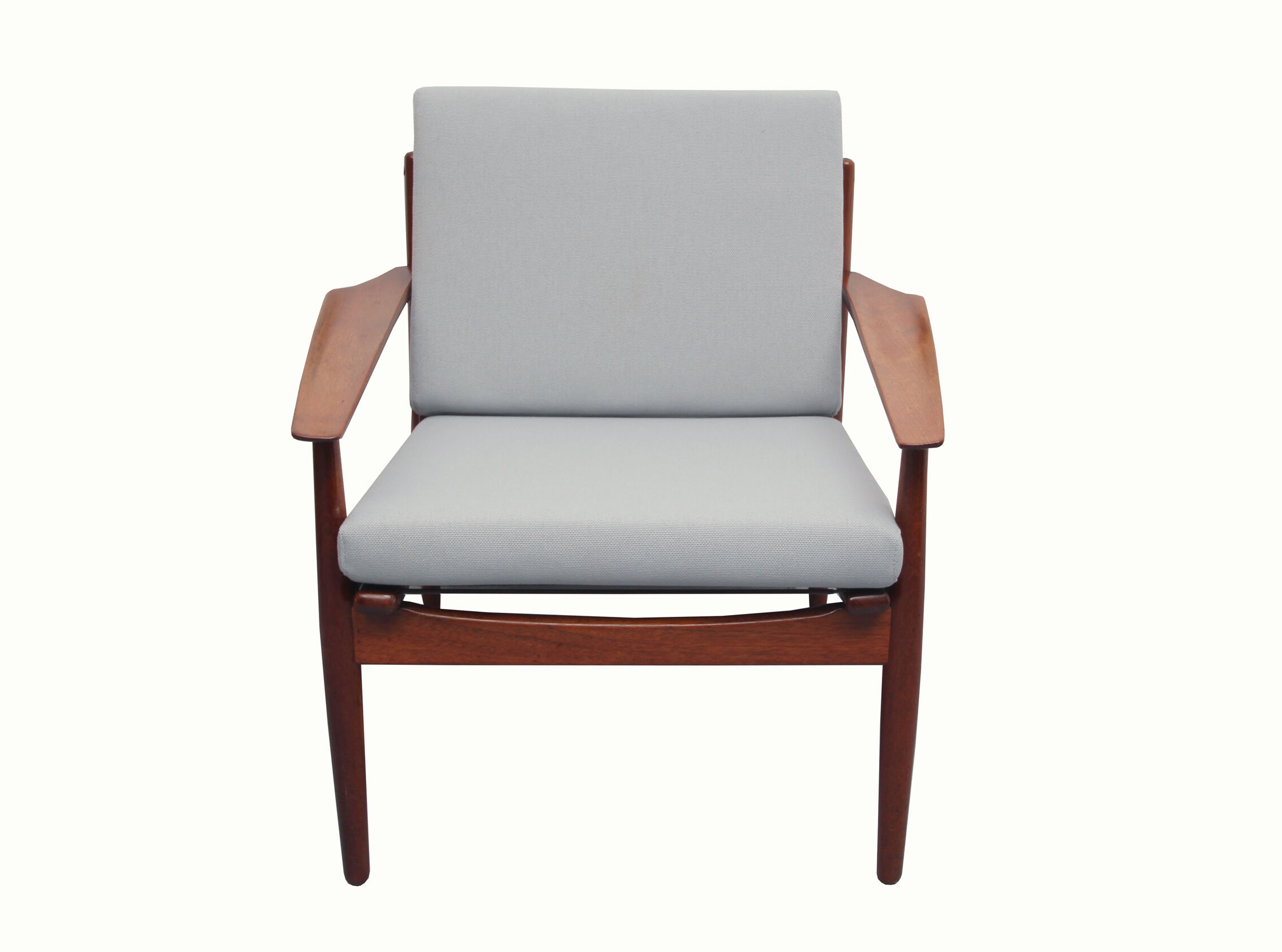 Fauteuil teck des années 1960 en gris, Arne Vodder