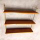 Vintage wall shelf in teak and golden brass String Tomado style