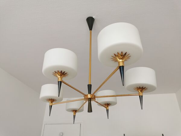 Lustre Opaline Arlus Lunel Design Moderniste 1950