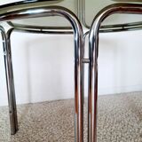 Space Age dining table smoked glass - chrome 70's
