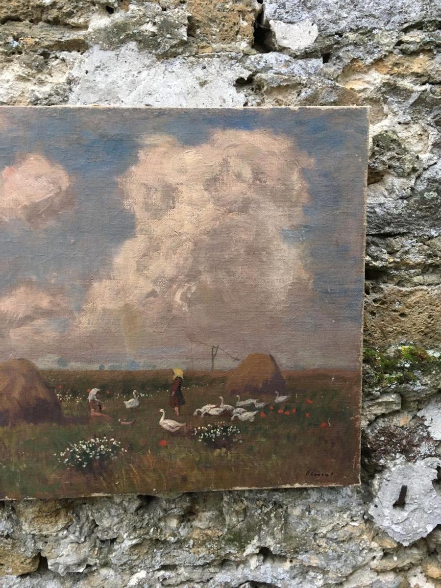 Oil on canvas country scene