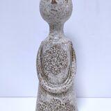 ceramic candle holder with crowned head signed P