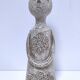 ceramic candle holder with crowned head signed P