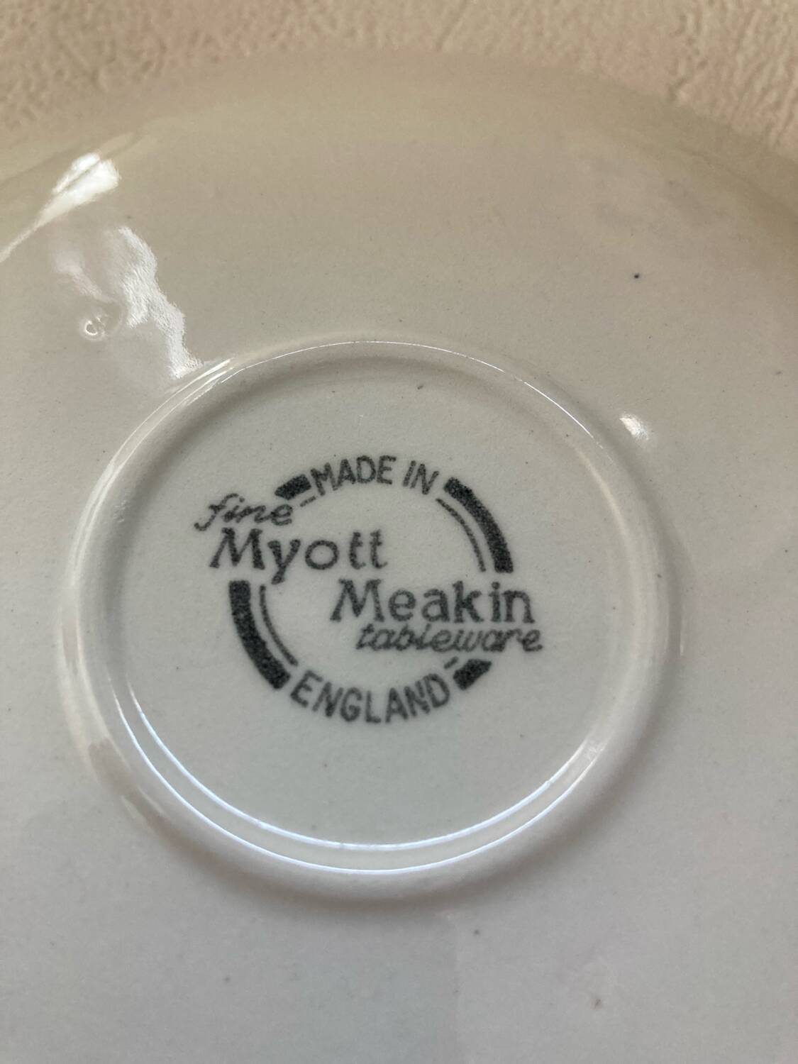 Myott Meakin England Blue Cup Saucer and Milk Jug
