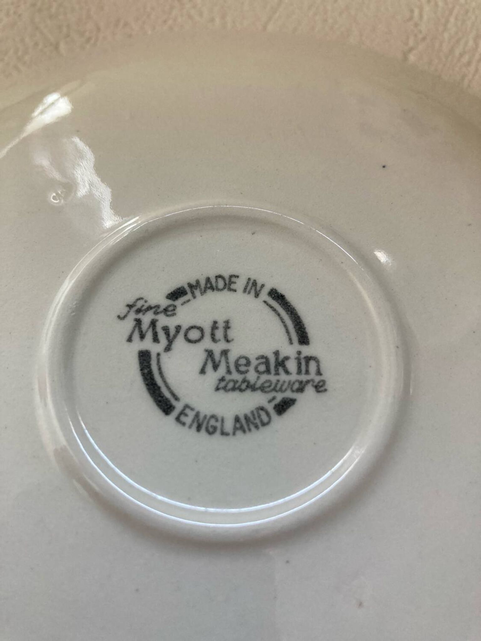 Myott Meakin England Blue Cup Saucer and Milk Jug