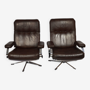 A pair of leather armchairs, 1970s
