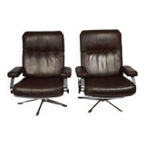 A pair of leather armchairs, 1970s