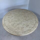 Midcentury Round tessellated stone and brass diningtable