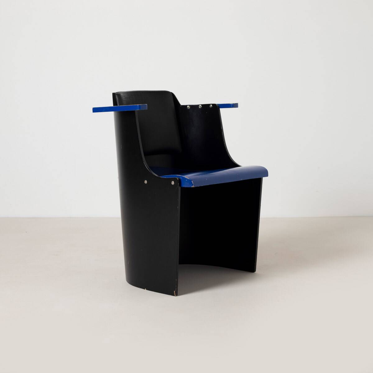 Bauhaus D61 Black and Blue Chair by El Lissitzky for Tecta, 1970s