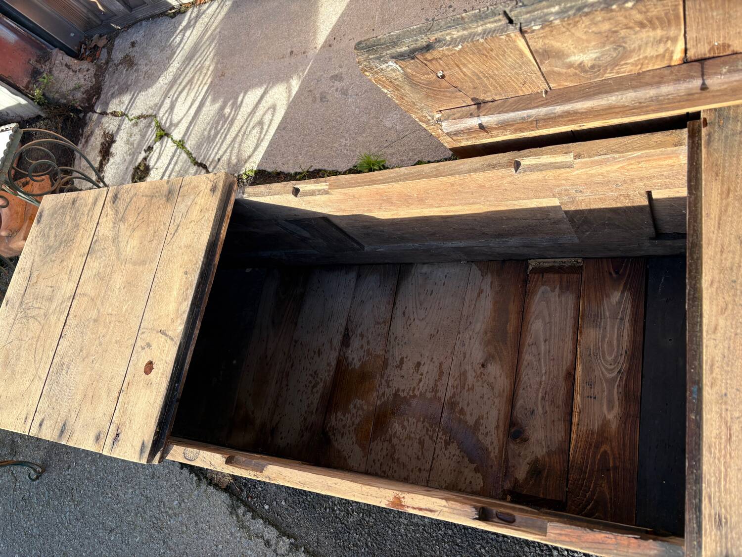 Antique solid wood storage bench – (sanded and ready to be treated)