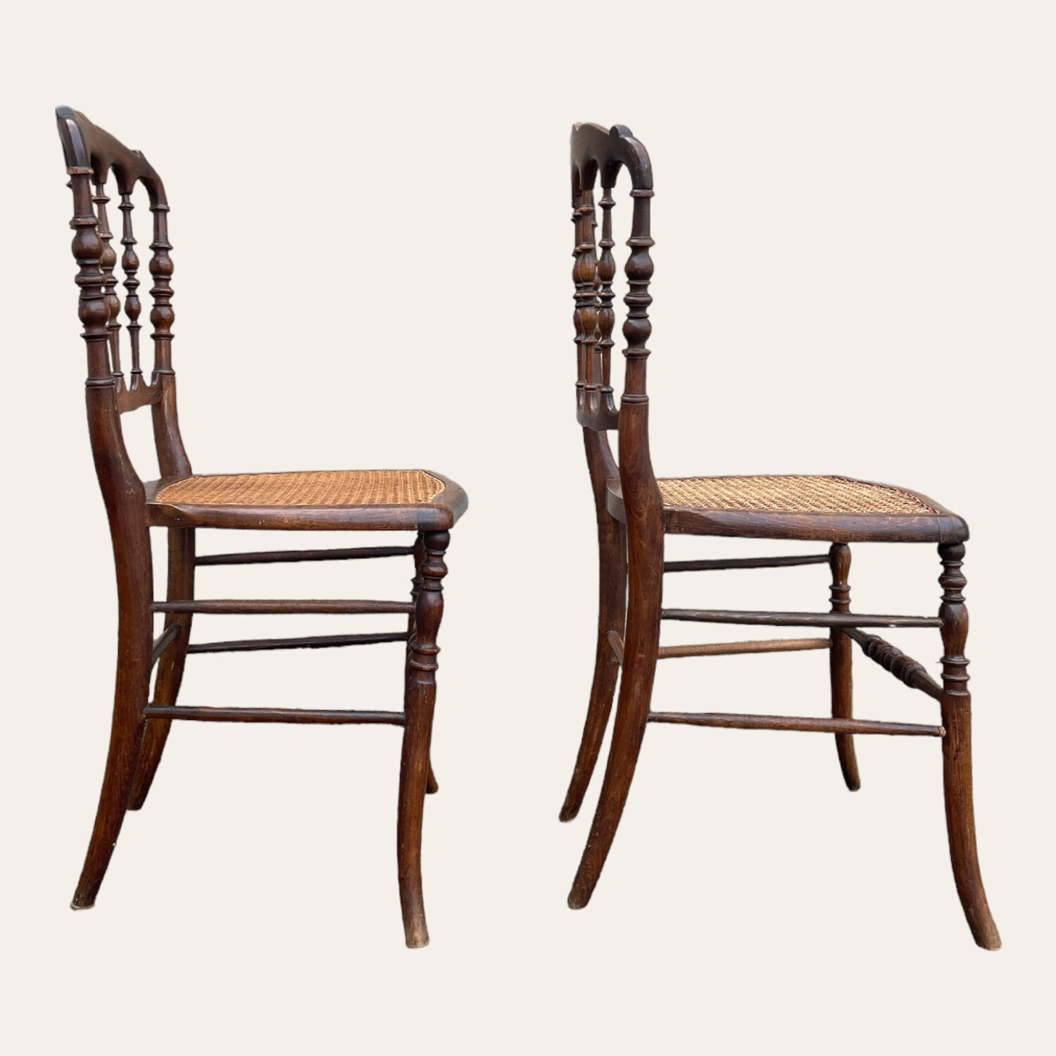 Set of 2 Chaviari Napoleon III cane chairs