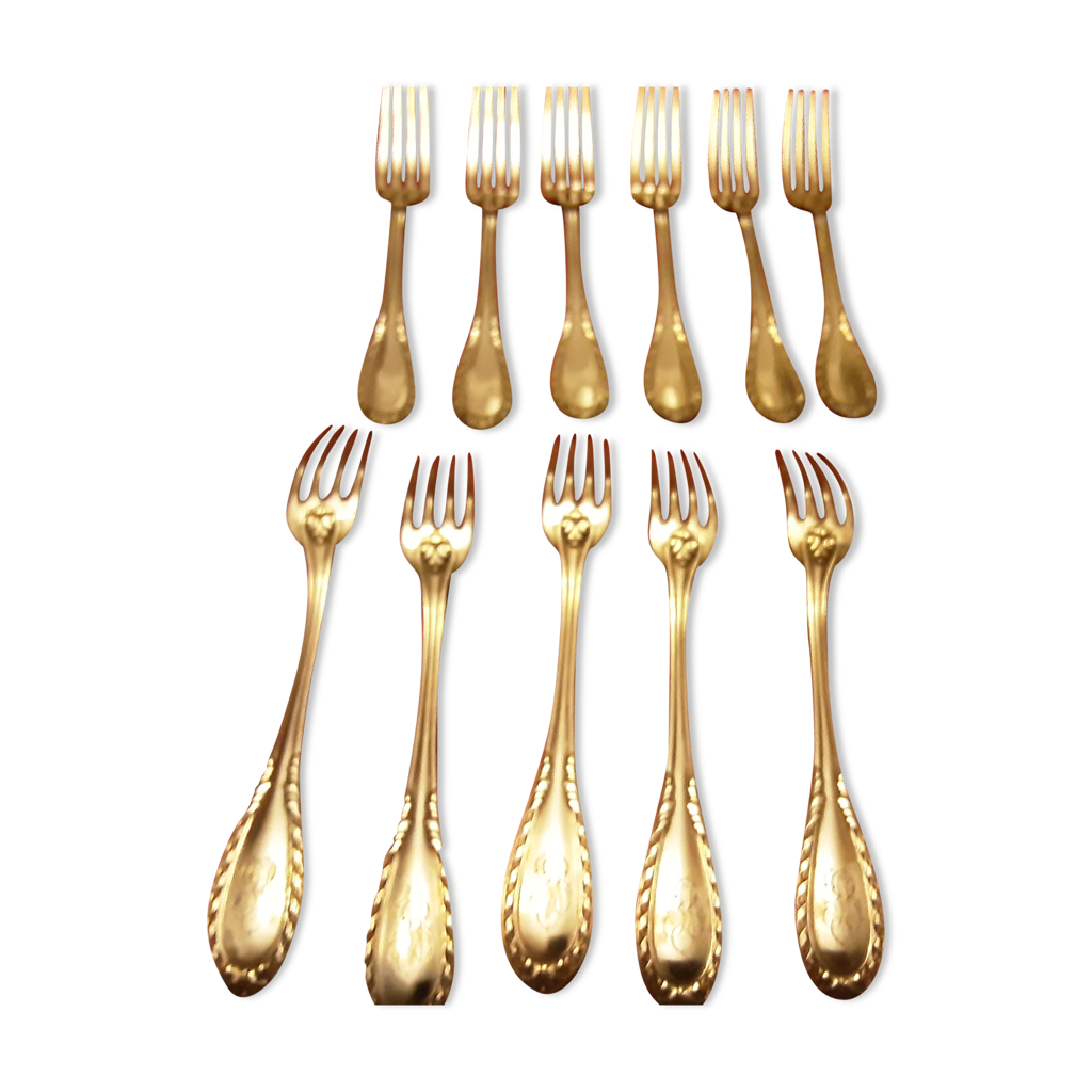 Ensemble fourchette et cuillère antiques en métal argenté
