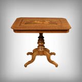 Living room table in cherry and walnut, Restoration style – late 19th century