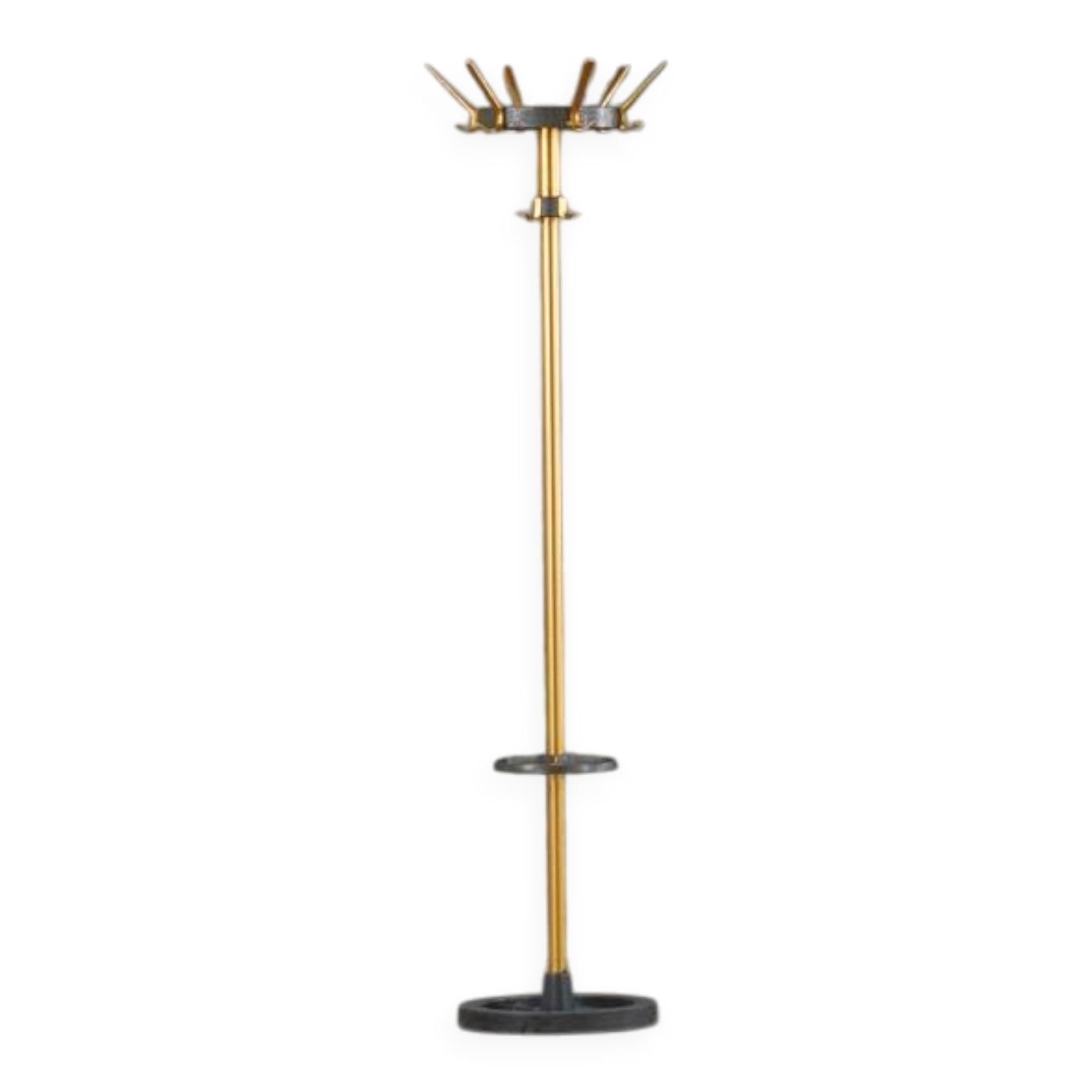 Vintage brass & metal coat stand by Jacques Adnet, France 1950s