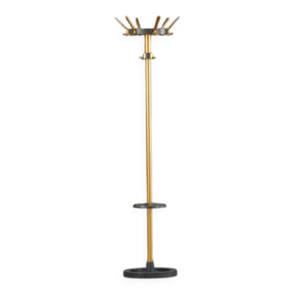 Vintage brass & metal coat stand by Jacques Adnet, France 1950s