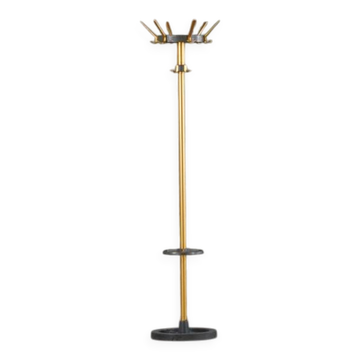 Porte-manteau en laiton et métal vintage par Jacques Adnet, France, années 1950.