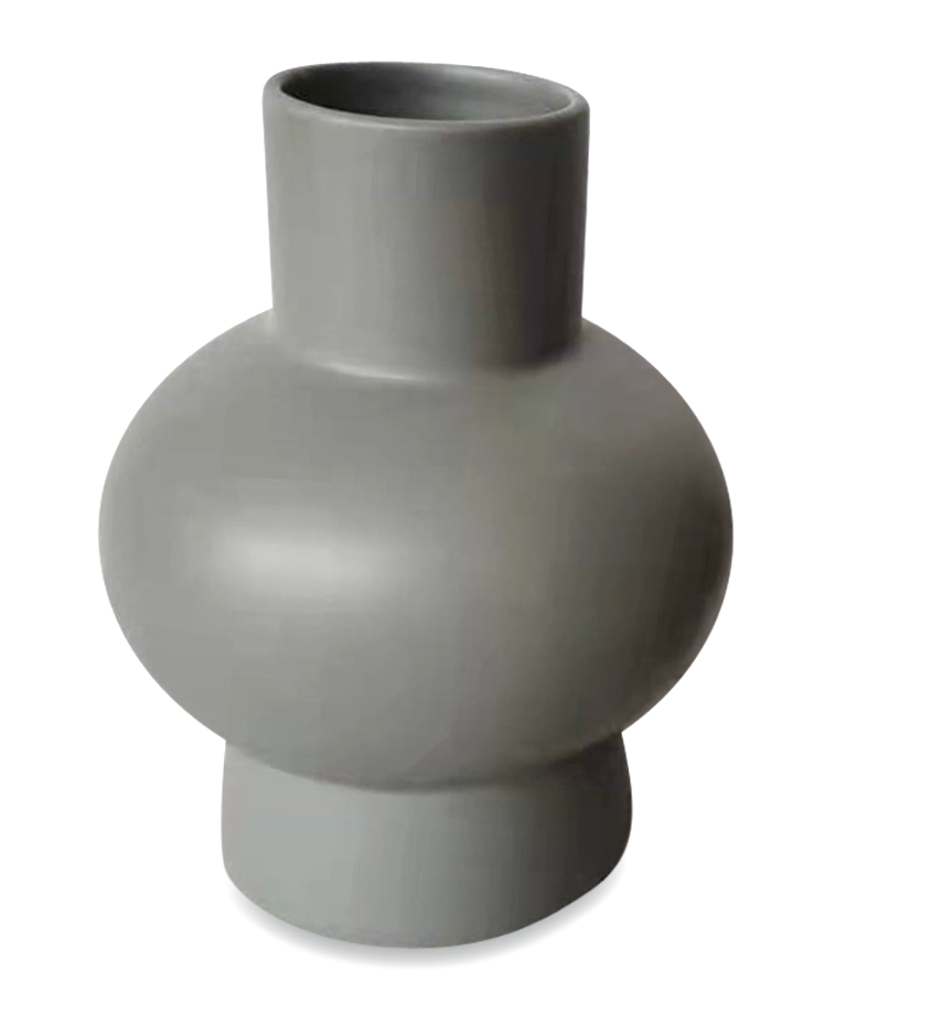 Round vase in gray ceramic 21cm