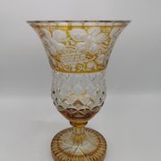 Vase en cristal de bohème jaune ambre