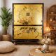 Vintage Chinese cabinet gold leaf / flowers and birds / bohemian
