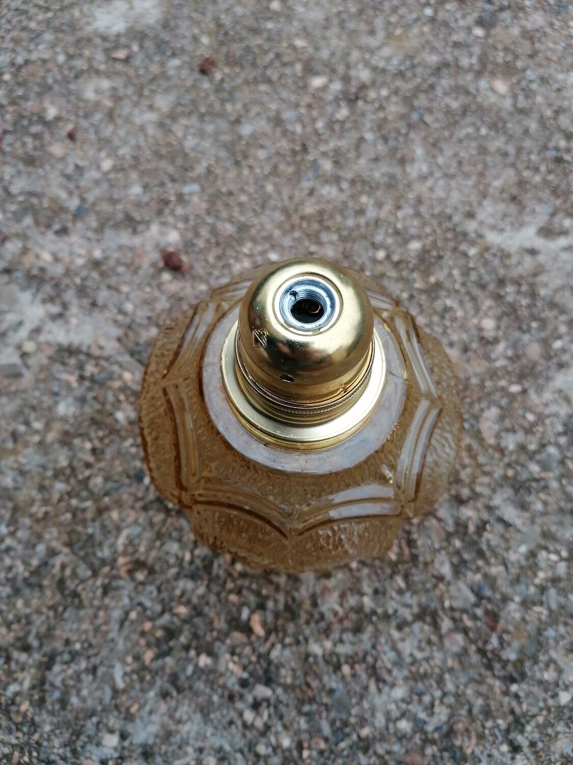 Vintage molded globe pendant lamp in yellow glass