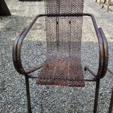 Pair of perforated metal armchairs by René Malaval 1950