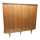 Armoire scandinave en teck 1960 4 portes 3 tiroirs