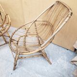 Series of rattan armchairs from the 70s