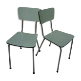 Set of two chairs light green formica 1960