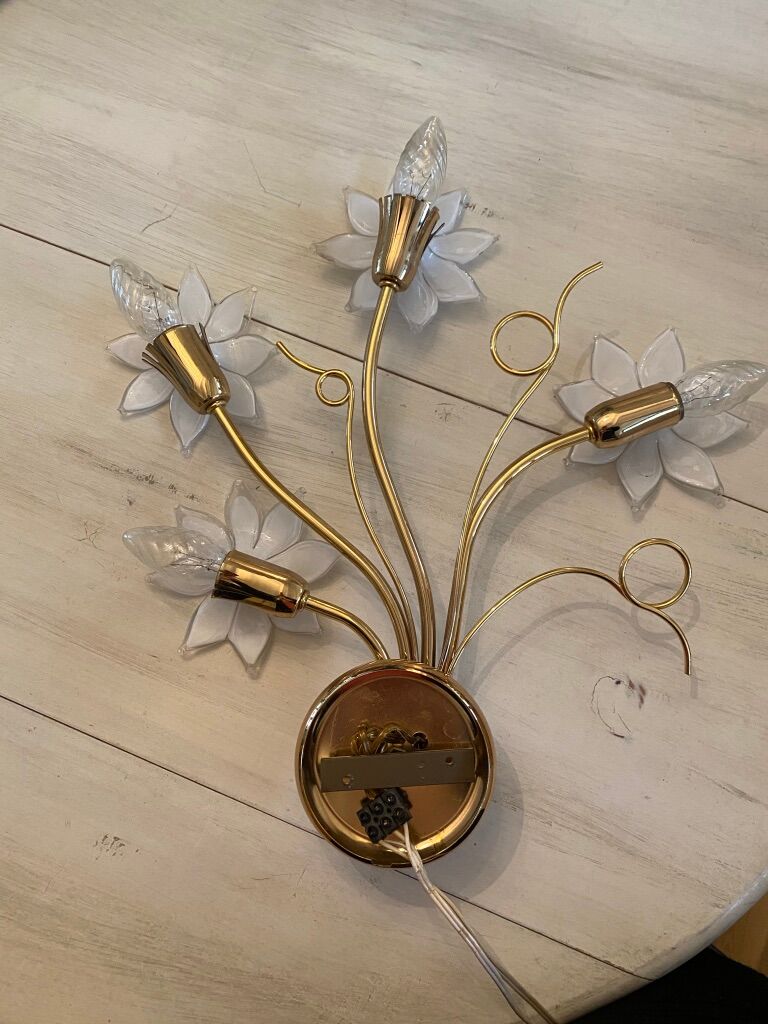 Glass and gold metal wall light