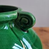 Green glazed earthenware vase