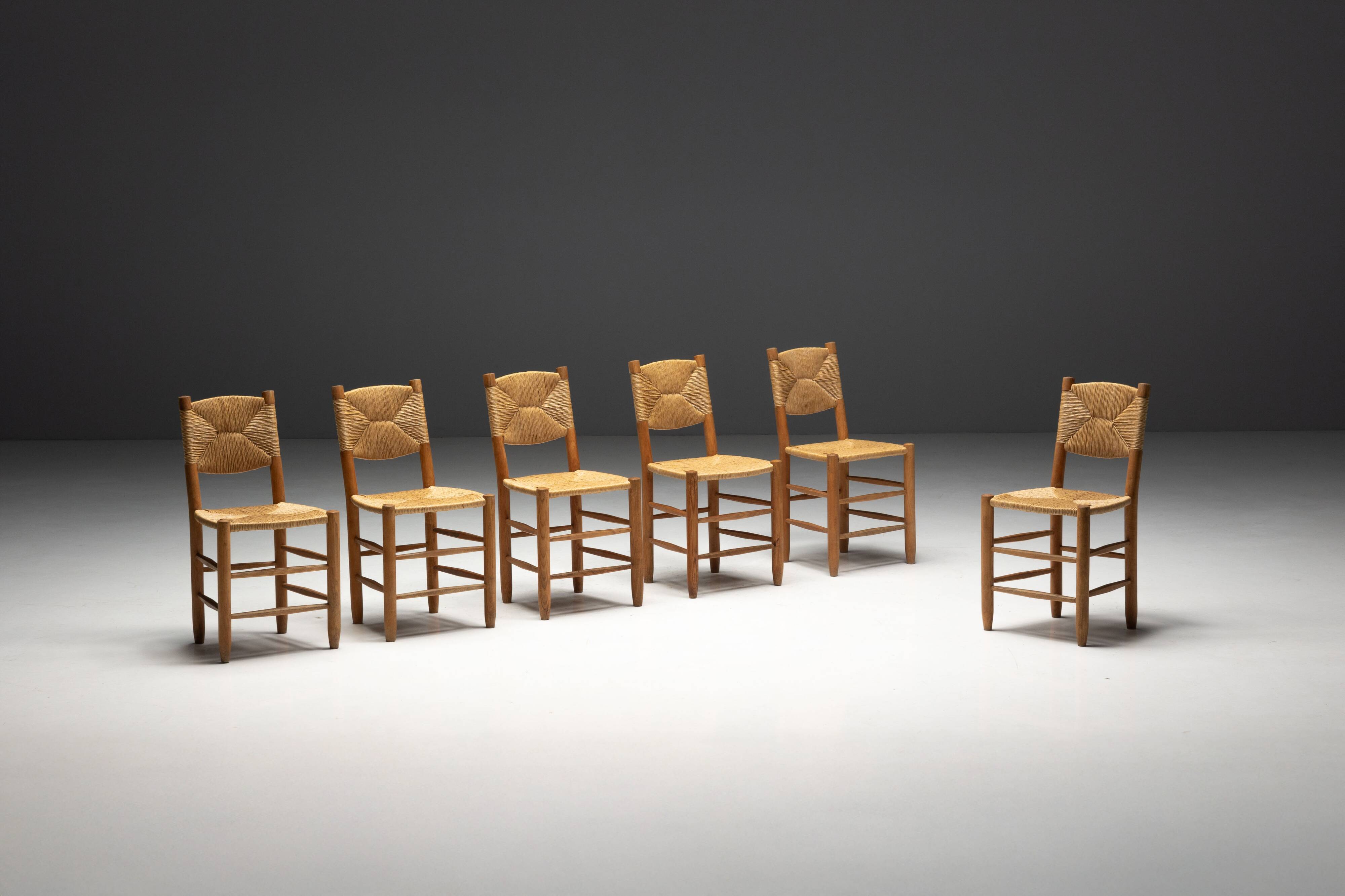 "Bauche" Dining Chairs by Charlotte Perriand for Steph Simon, France, 1950s