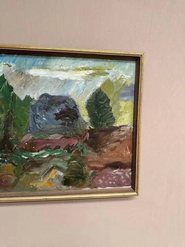 Mid-Century Oil on Canvas "Landscape" by Gunnar G, Vintage & Framed 49x41cm